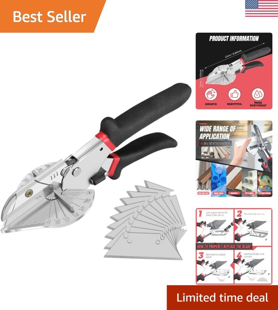 Adjustable Miter Shear for DIY Projects - Precision Cuts with 10 Sharp Blades