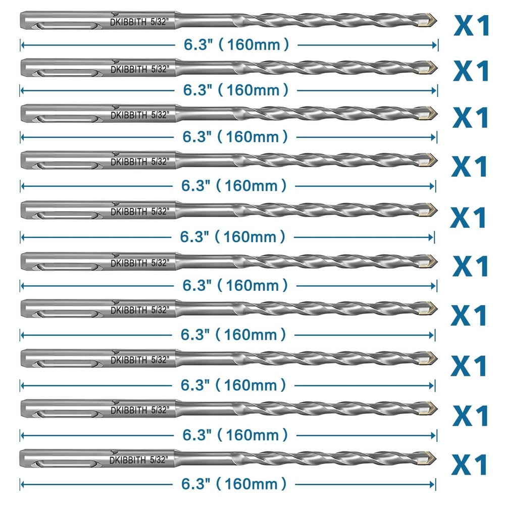 10-Piece 5/32" SDS Plus Drill Bits Rotary Hammer Drill Bit Set, Carbide Tippe...