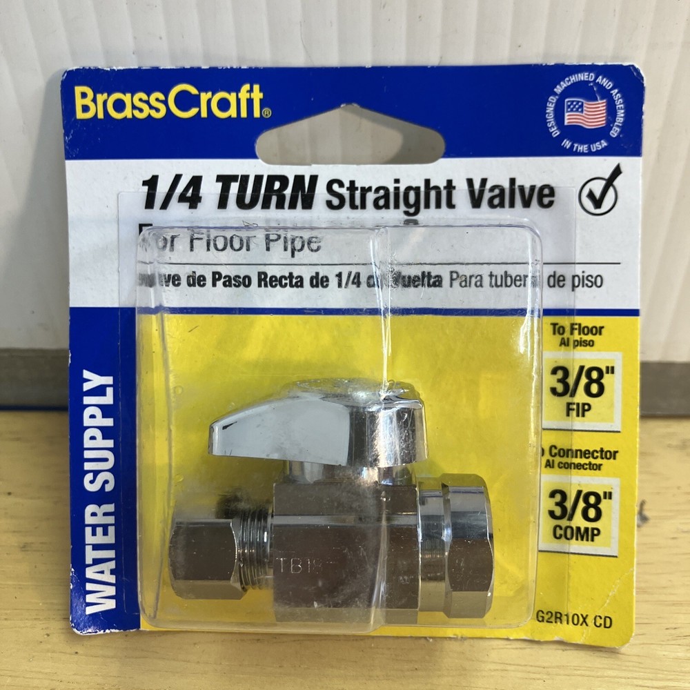 BrassCraft G2R10X CD Brass Chrome Turn Straight Valve 3/8 I.D. x 3/8 O.D. in.