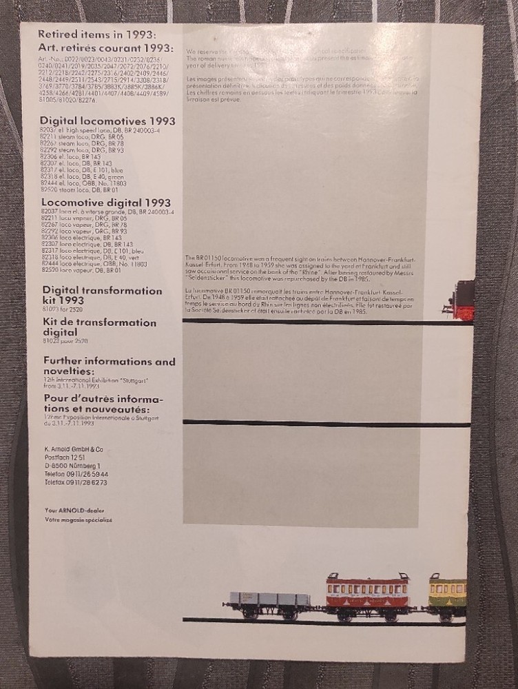 catalogue Arnold 1993 model railway train HO