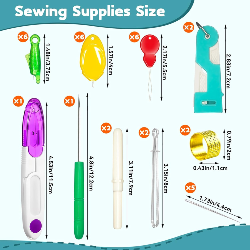 33 Pcs Sewing Tool Kit - with Automatic Needle Threader/Fish Mouth Easy Threader