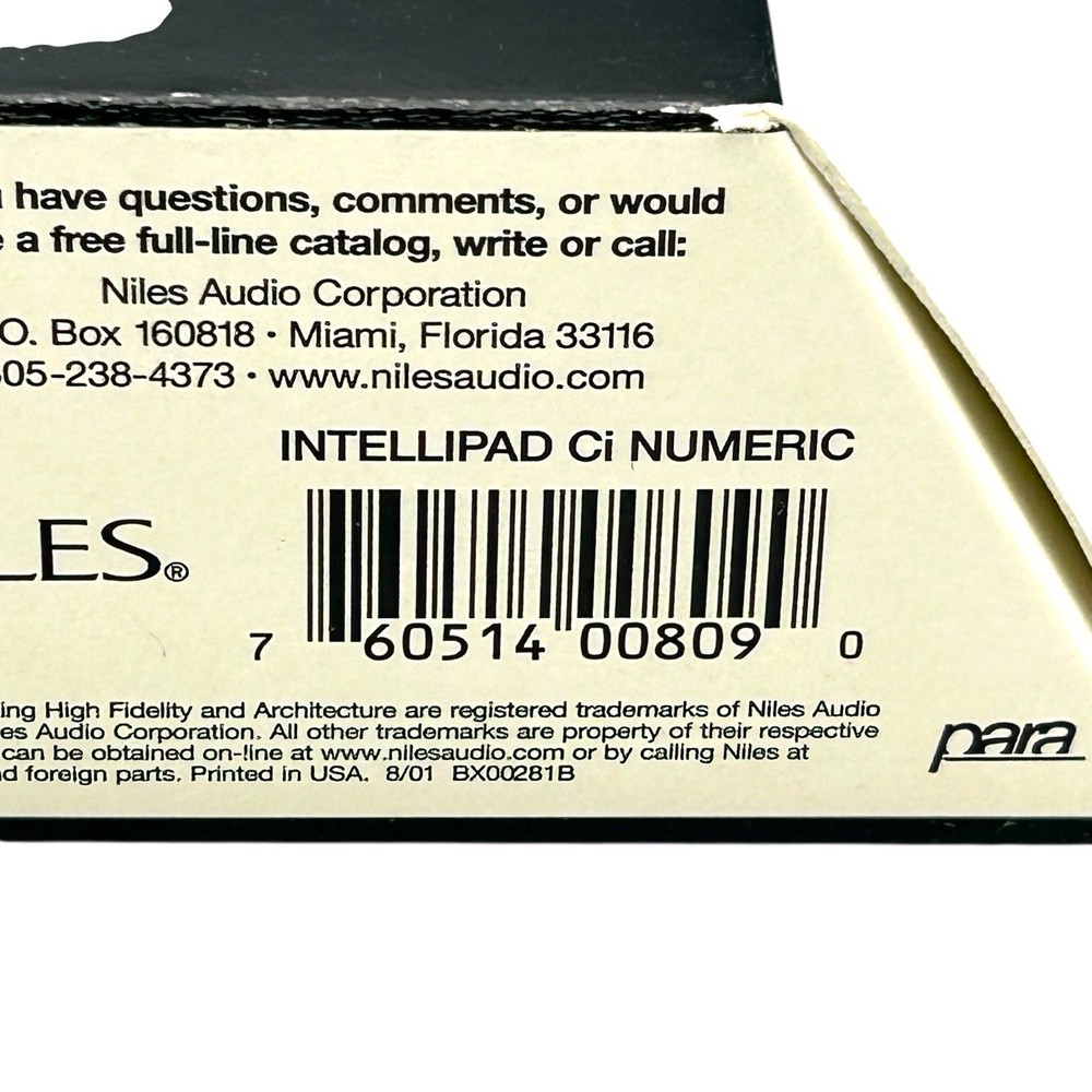 Niles IntelliPad Ci Numeric Accessory Keypad NEW Ships Quickly