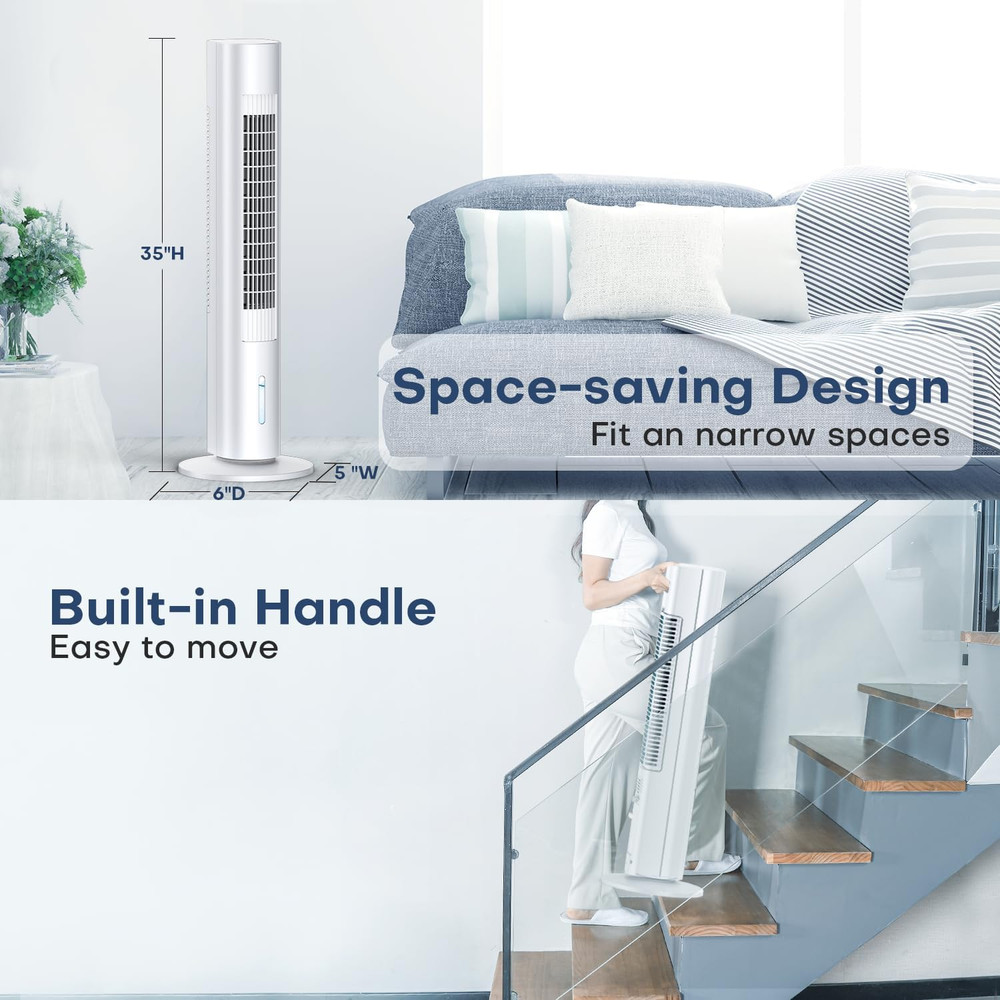 Portable Evaporative Air Cooler with Remote, 3 Speeds & 90° Oscillation