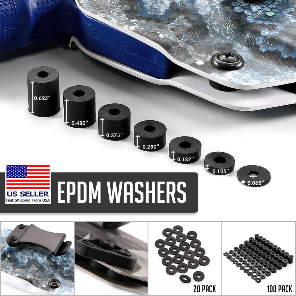 Holster Making Washers - EPDM Rubber - Black - Select Size and Quantity Below