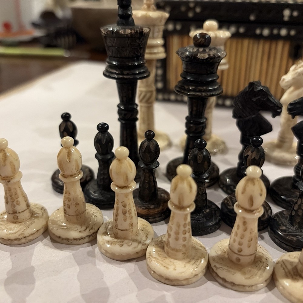 Antique Hand Carved Chess Set