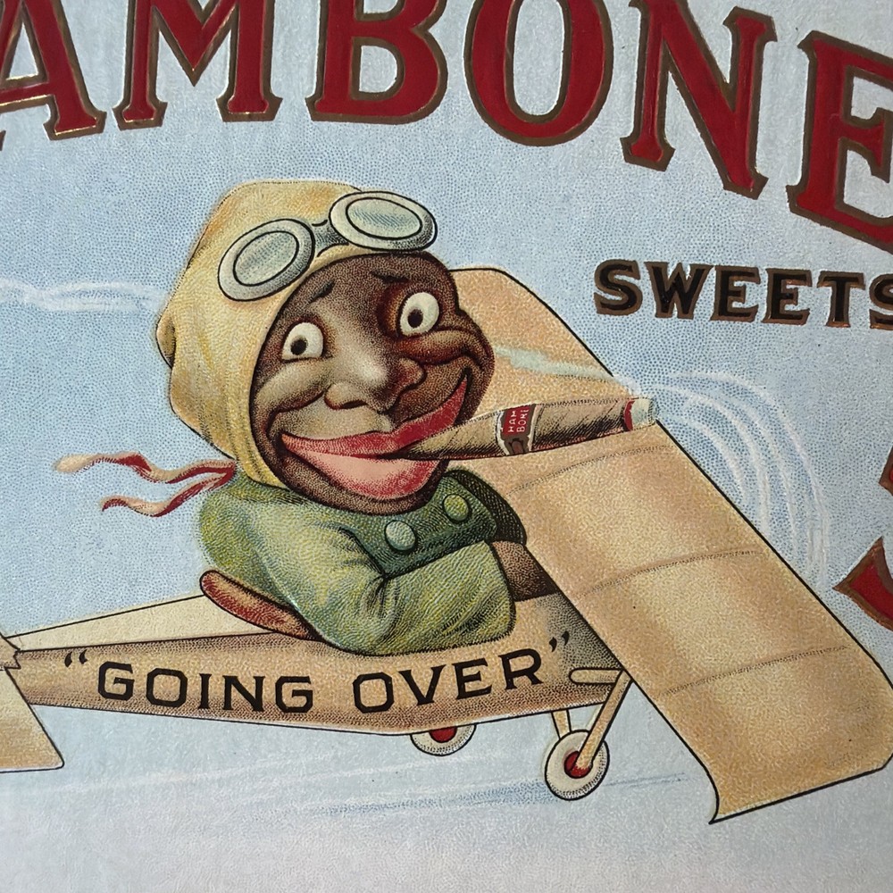 Hambone Sweets 5 Cent Cigar 1920s Fan Pull J P Alley Embossed