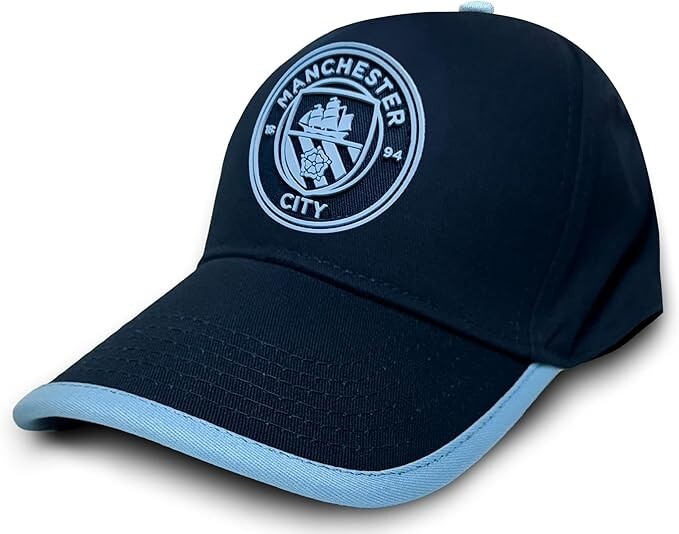 Manchester City Navy Cap - Rubber Crest Logo - Adjustable