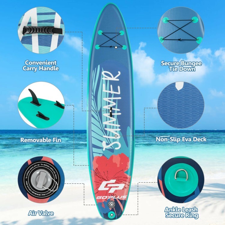 10' Inflatable Stand Up Paddle Board Surfboard w/Backpack Leash Aluminum Paddle