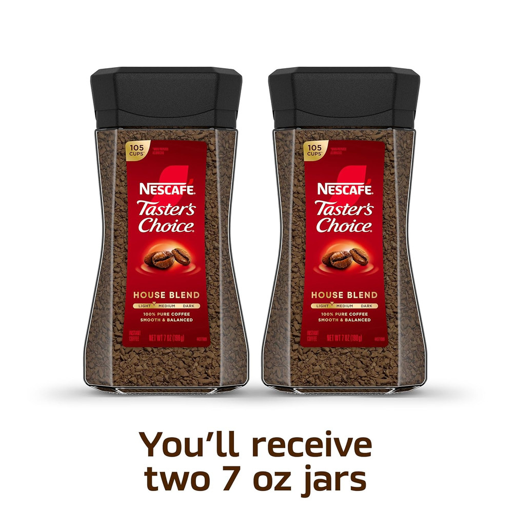 Instant Coffee Light Medium Roast House Blend 2 Jars 7oz Each