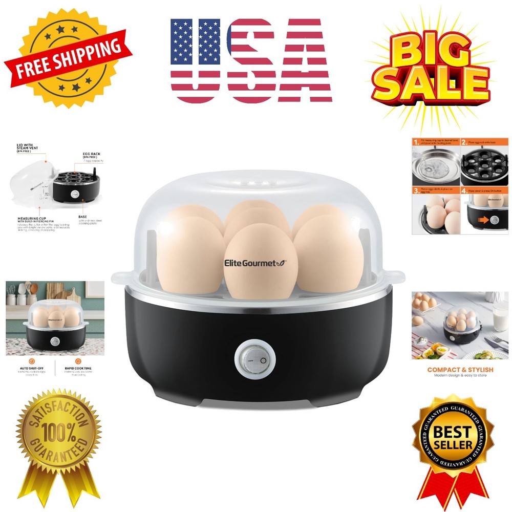 Easy Egg Cooker Electric 7-Egg Capacity, Soft, Medium, Hard-Boiled Egg Cooker...