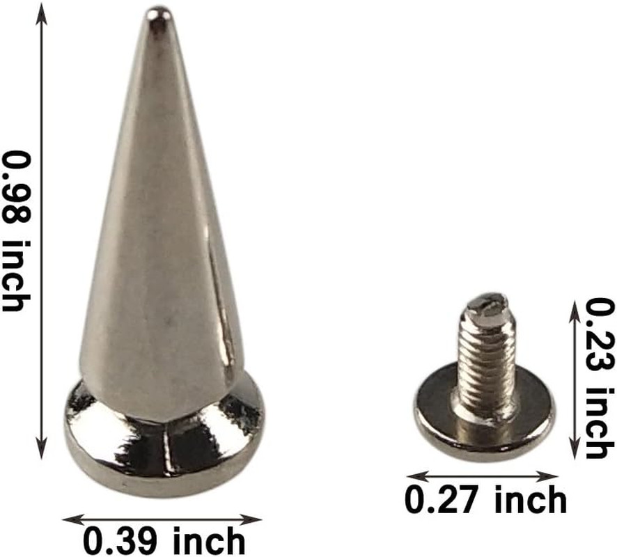 50PCS Silver Cone Spikes Metallic Screw Back Studs for DIY Craft Projects