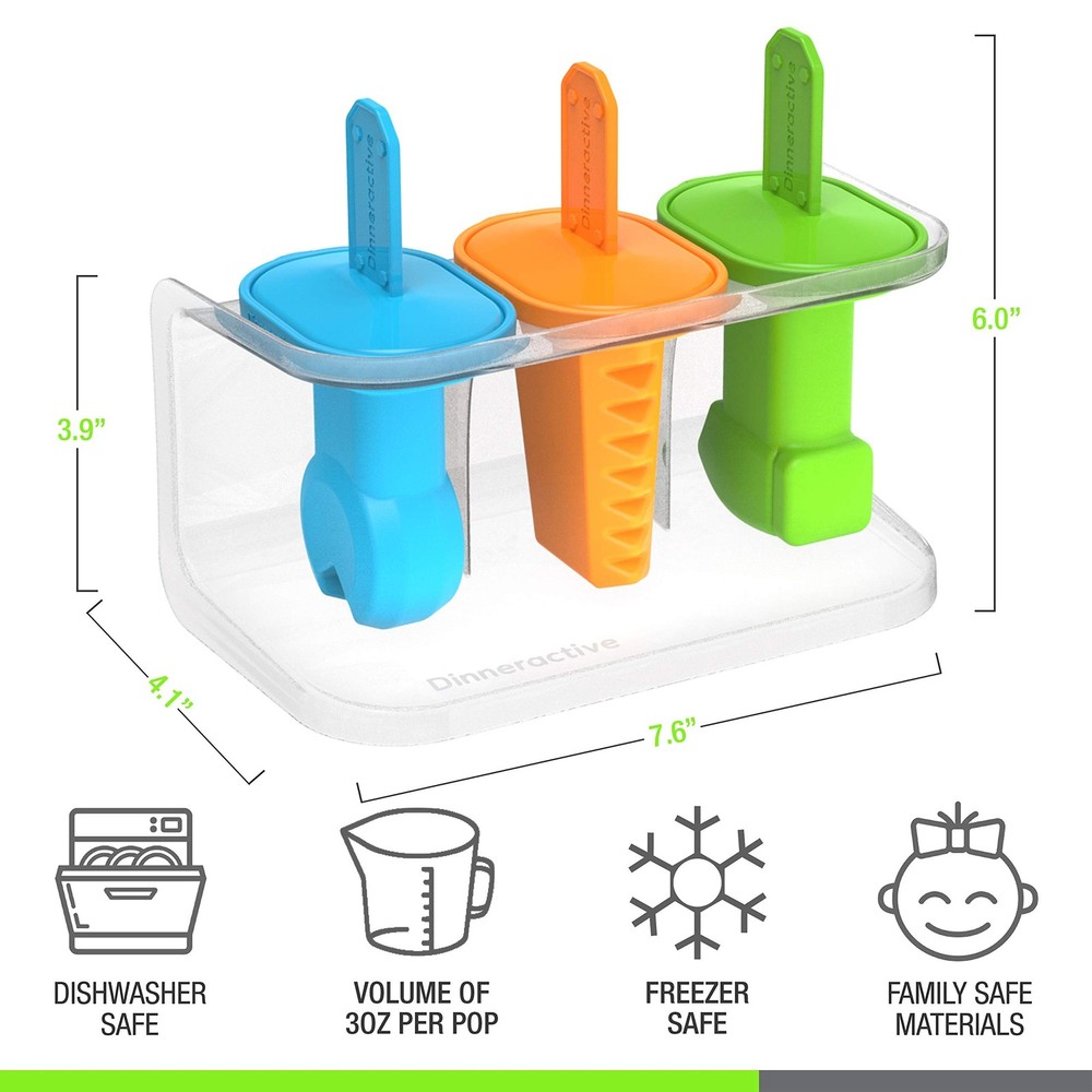 Dinneractive Play Pop Popsicle Molds - 3 PC Tool Themed Set - Reusable Silico...