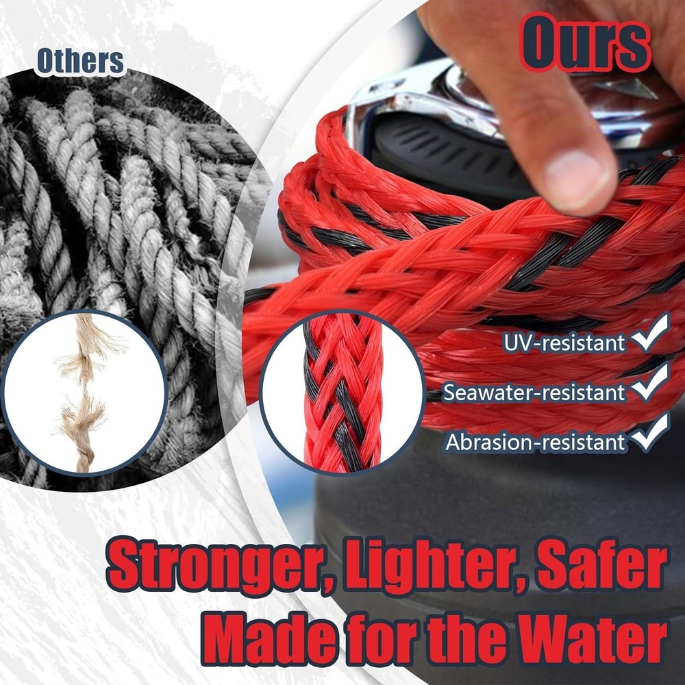 75ft Wakeboard Rope with Floating Handle 2-Section Tow Line Red/Blk, Performance