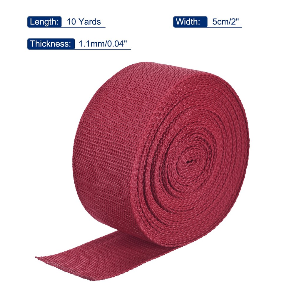 Lightweight Polypropylene Webbing Strap 5cm 10 Yard Dark Red