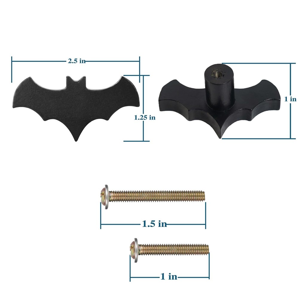 Gothic Bat Cabinet Knobs 8 Pack - Black Gothic Decor Handles for Kitchen Cabi...