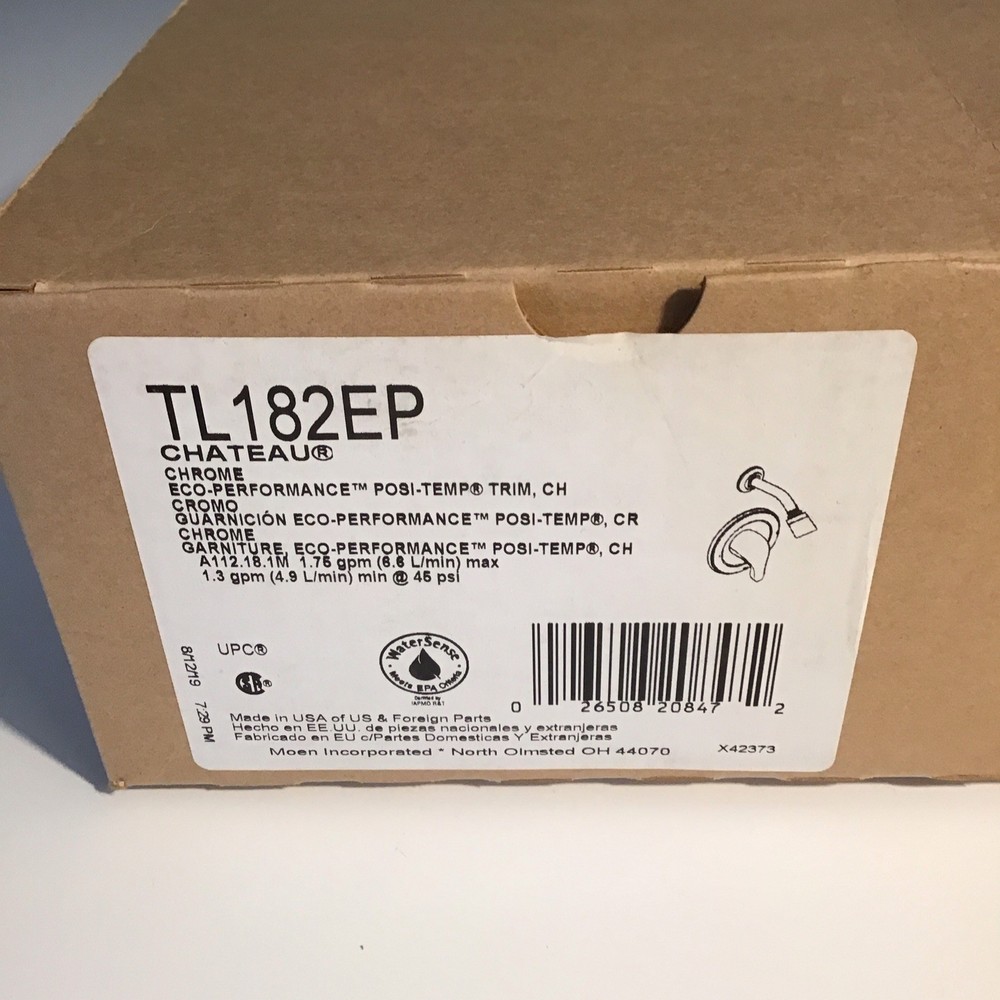 Moen Chateau TL182EP Eco-performance Posi-Temp Trim Kit W/shower Head In Chrome