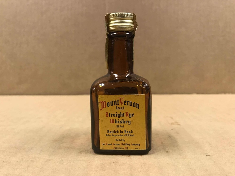 Vintage Mount Vernon Straight Rye Whiskey Empty Mini Bottle