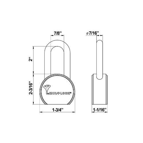 Mul-T-Lock 206SP-TSR50 Padlocks, Keyed Alike (2-Pack)