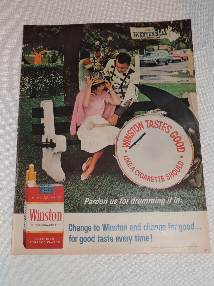 1965 WINSTON CIGARETTES Large Format Full Page COLOR Print Ad