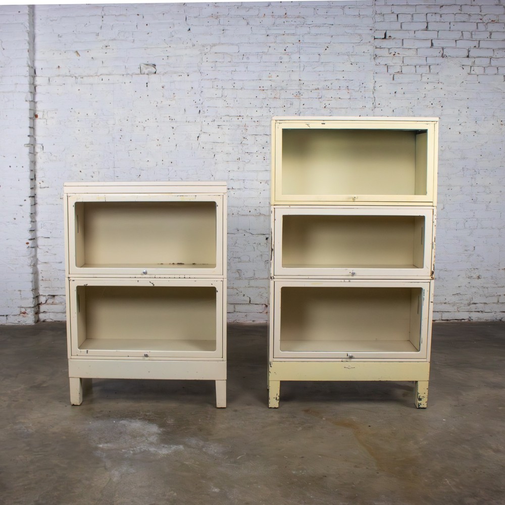 Industrial Rustic Pair Modular Stacking Barrister Bookcase by Globe-Wernicke