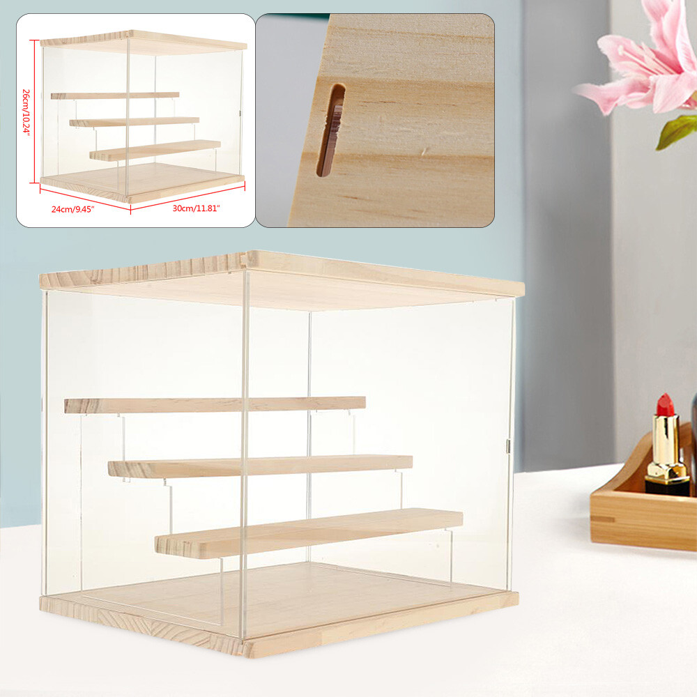4 Layer Stairs Acrylic Display Case Clear Box Showcase Storage Box Dust-proof
