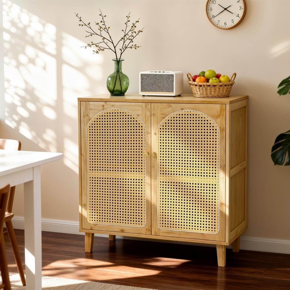 Bamboo Kitchen Buffet Sideboard Storage Cabinet Modern Hallway Table Cupboard XL