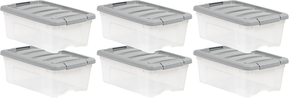 Plastic Storage Containers W/ Secure Latching Lids Stackable Organization Bins