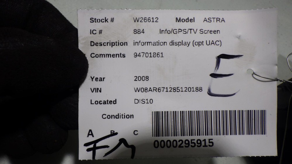 08 SATURN ASTRA Info Screen 94701861