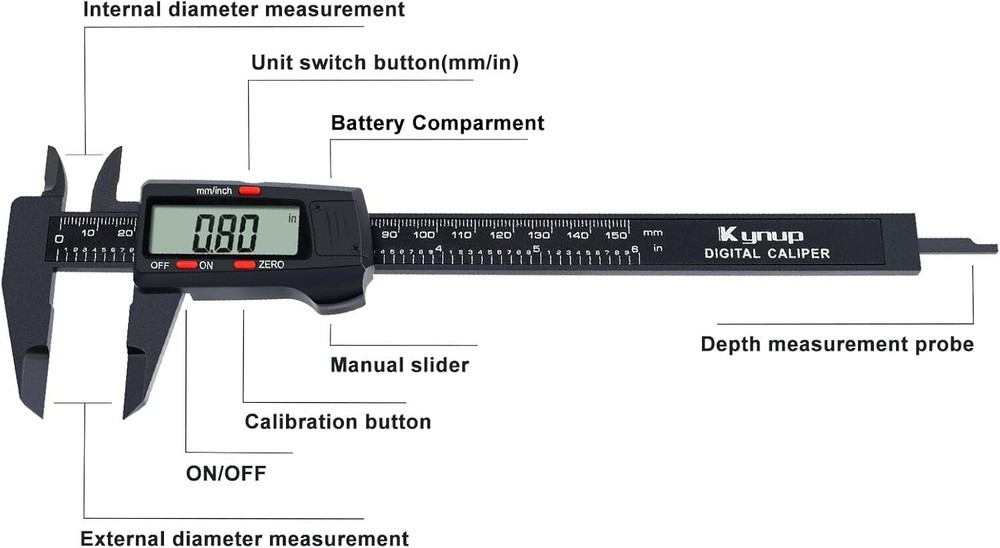 Ynup Digital Caliper, Caliper Measuring Tool with LCD Screen,