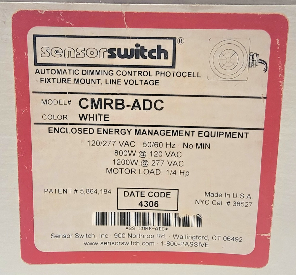 SensorSwitch CMRB-ADC Automatic Dimming Control Photocell White