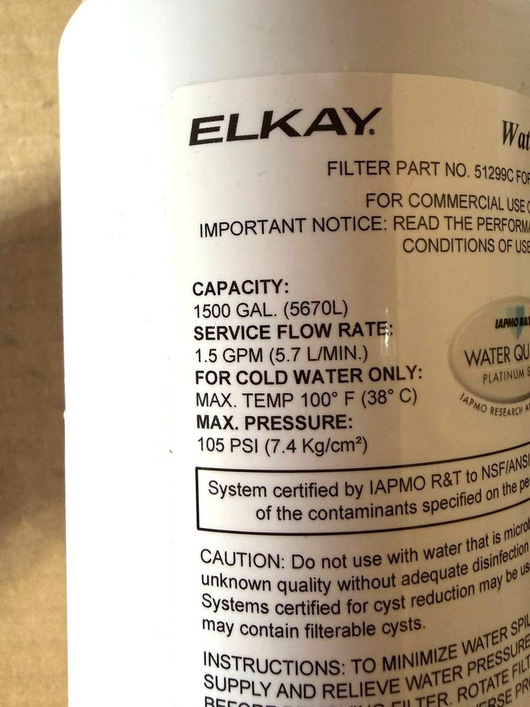 Lot of 2 Elkay 51299C WaterSentry VII Replacement Filter