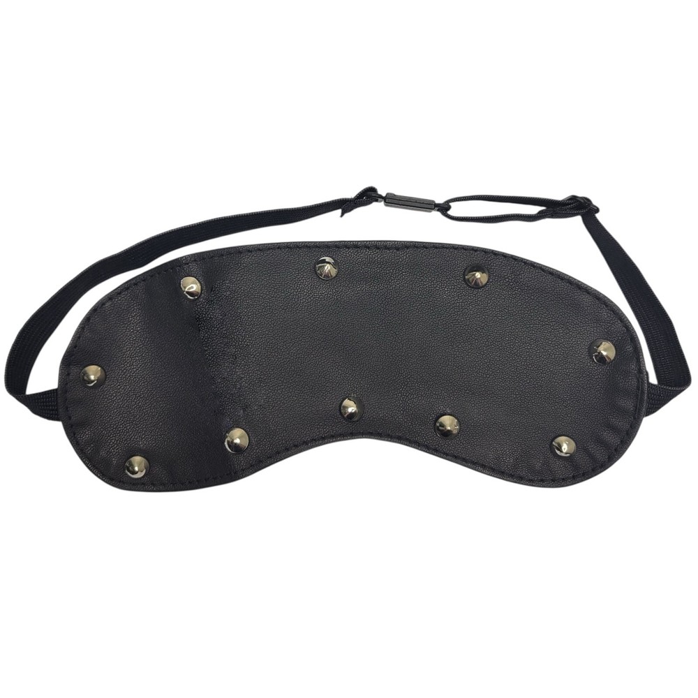 Leather Blindfold Spiked Studs Adjustable Elastic Strap Sleep Mask L9257