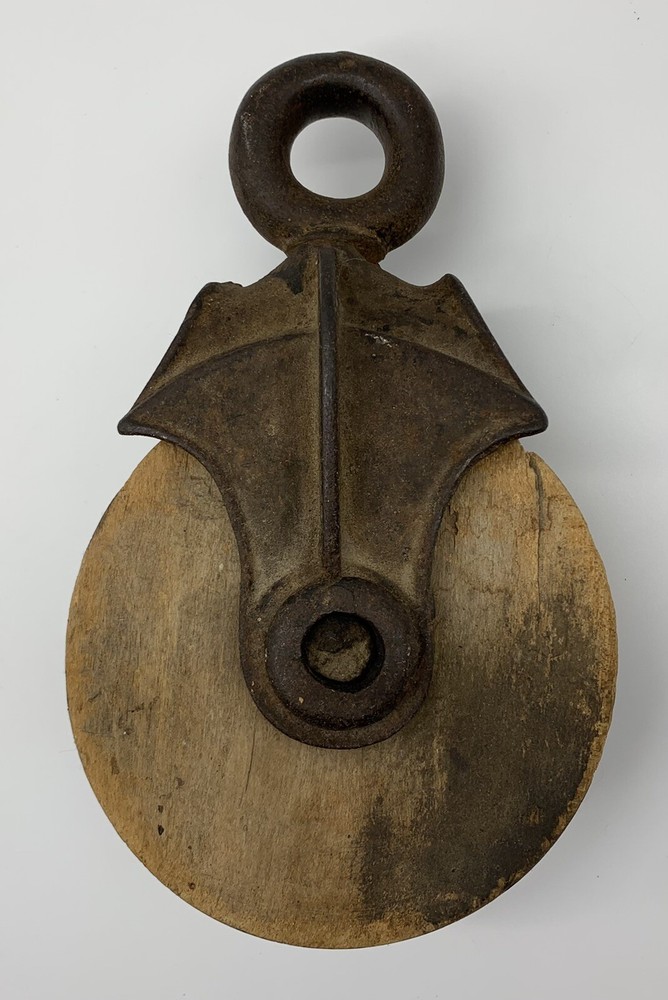 Antique Cast Iron and Wood Barn Pulley
