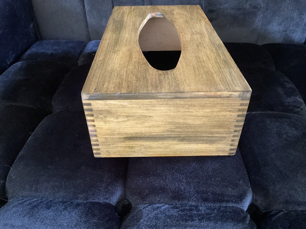 Tissue Box Cover Beautiful Corners Solid Stained Wood Vintage Rectangular MCM
