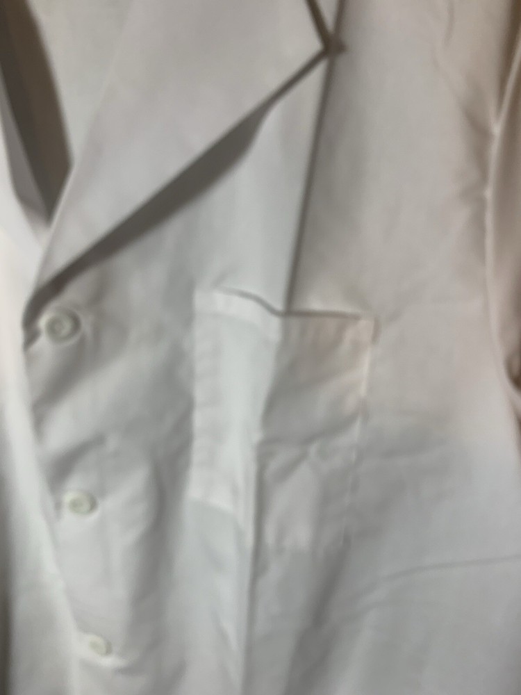 Crest Men's Basic White 42" Lab Coat Style 124 Button Front 3 Pockets Size XL