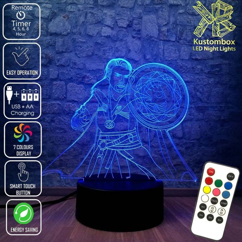 DR STRANGE MULTIVERSE AVENGER 3D LED BATTERY USB NIGHT LIGHT 7 COLOUR REMOTE
