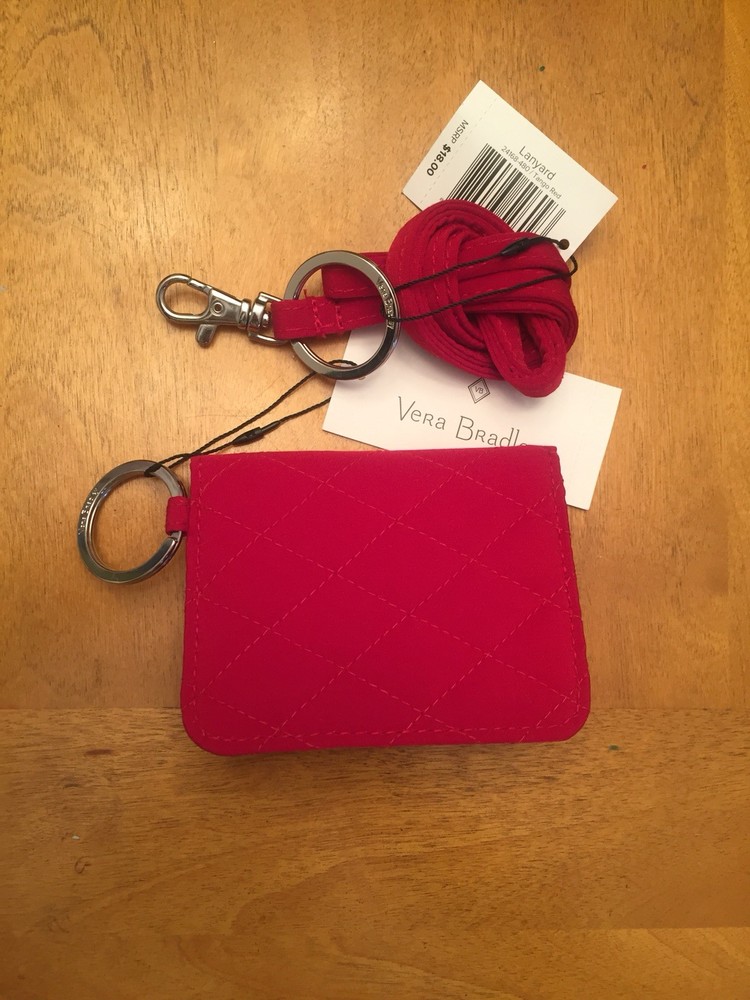Vera Bradley Campus Double ID And Lanyard Tango Red NWT