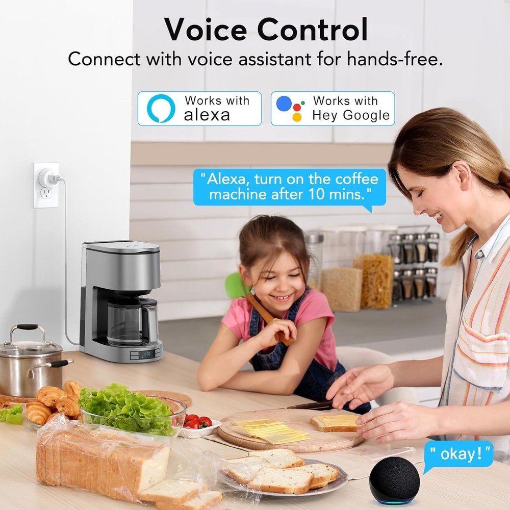 Compact WiFi Smart Plug with Timer Function – Voice Control & Remote Access