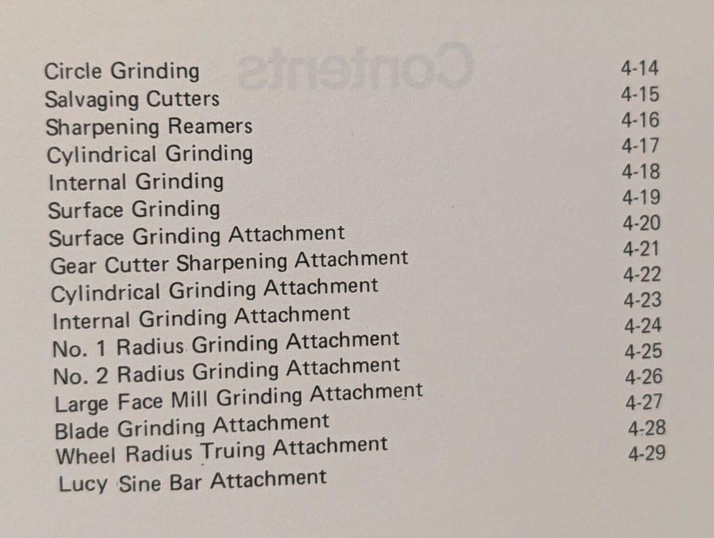 Cincinnati Milacron 2MT Cutter Tool Grinding Machine Operators Instruction Book