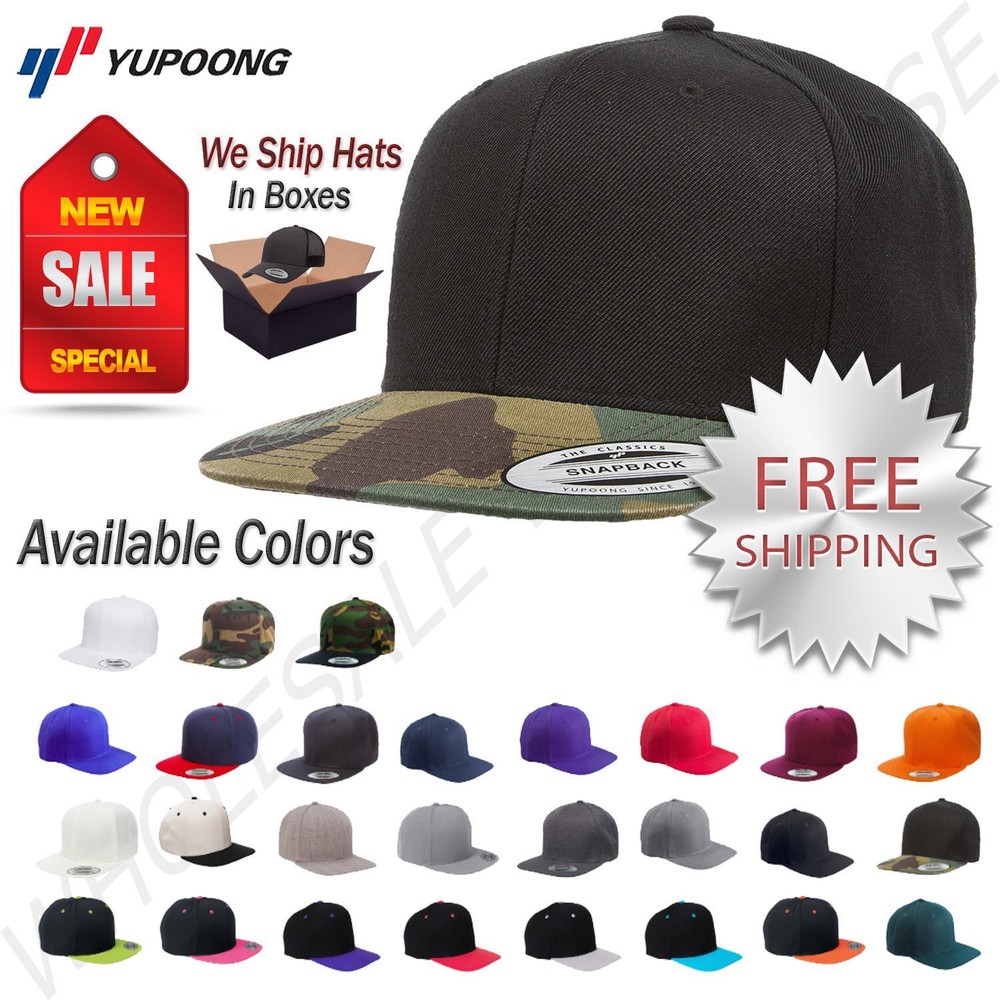 Yupoong Snapback Hat Baseball Cap Plain Blank Snap Back Classic Adjustable 6089