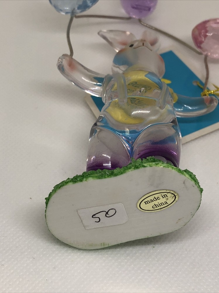 Acrylic Vintage Easter Bunny Sculpture Holding Three Eggs