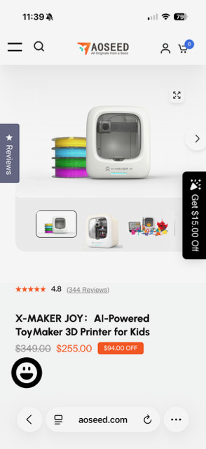AOSEED X-MAKER Joy 3D Printer With Accessories - new open box