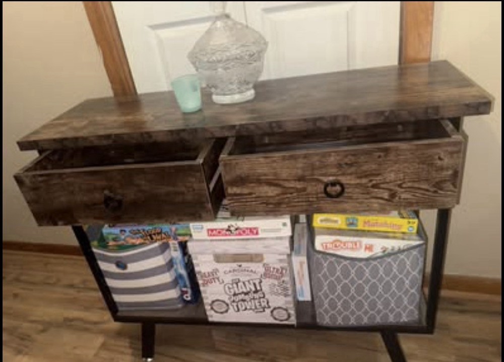 Entryway Table,Rustic Console Table with 2 Drawers, Industrial Console Tables...