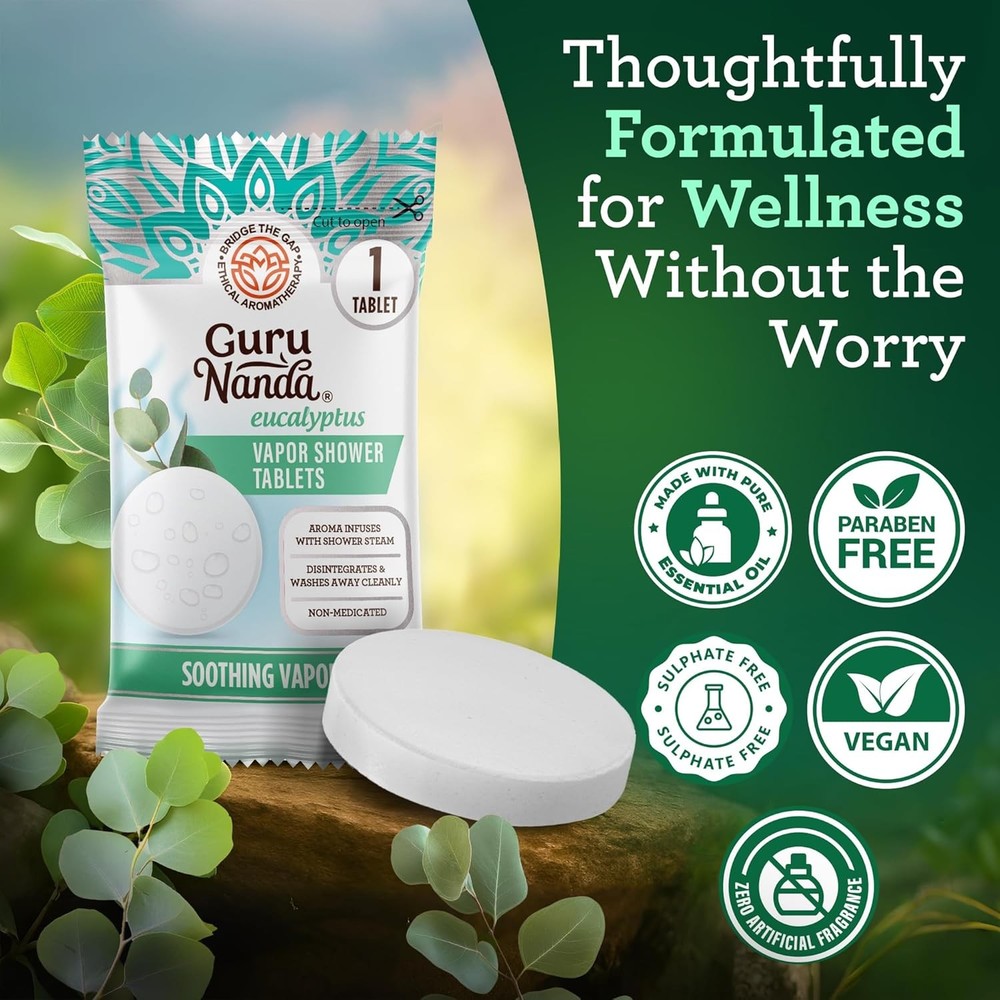 GuruNanda Eucalyptus Vapor Shower Tablets, Clean-Dissolving Aromatherapy Shower
