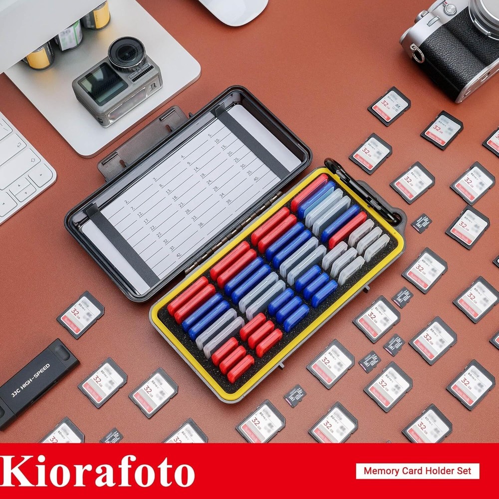 Memory Card Case Waterproof 42 Holders Capacity SD MicroSD Organizer Protector