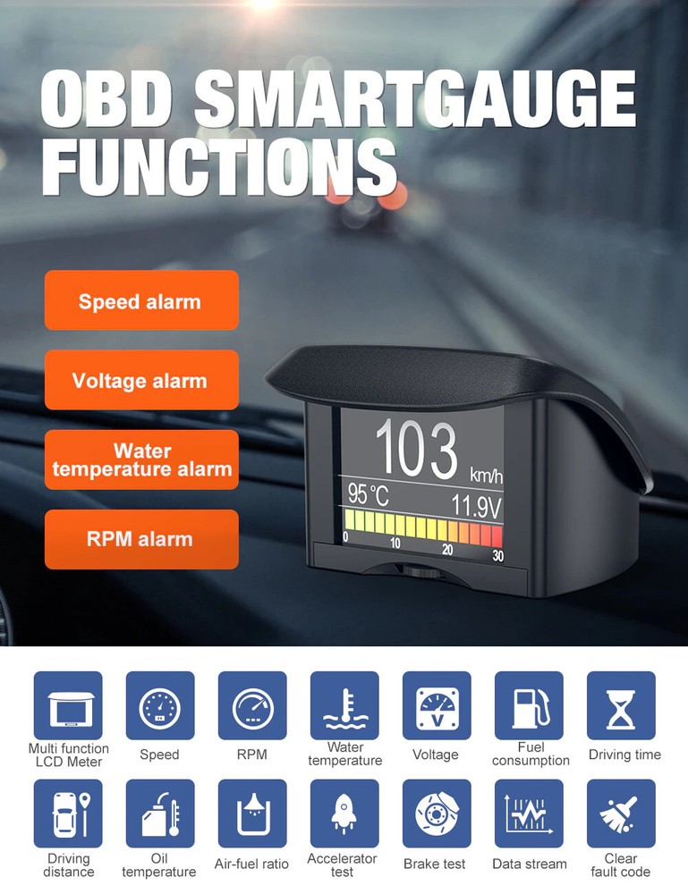 Ancel A202 Automobile On-board Computer Car Digital OBD 2 Computer Display Speed