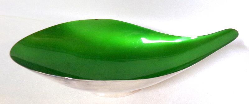 Mid Century Modern Lime Silverplate Teardrop Bowl