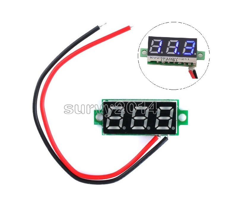 0.28" Red/Blue/Yellow DC0-100V/2.5-30V Voltmeter LED Display Voltage Panel Meter