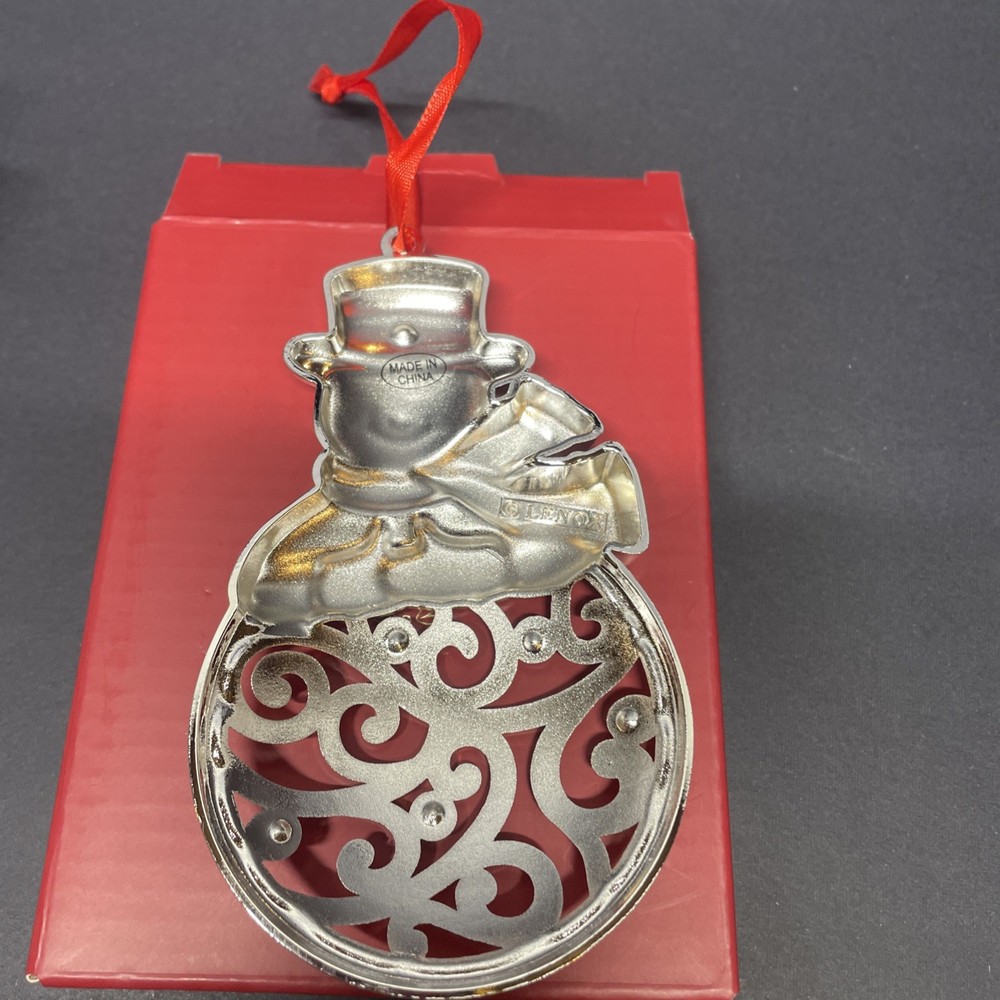 Lenox Sparkle & Scroll Silver Snowman Ornament