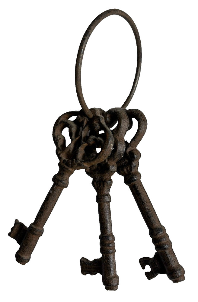 Vintage Cast Iron Key Holder With Cast Iron Keys